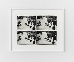 Vier gestickte Silbergelatine-Silberdrucke des Künstlers und drei Mädchens von Andy Warhol