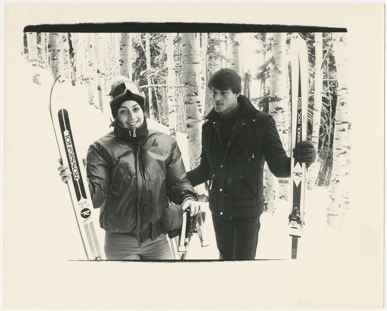 Andy Warhol Black and White Photograph - Catherine Guinness & Jed Johnson in Aspen