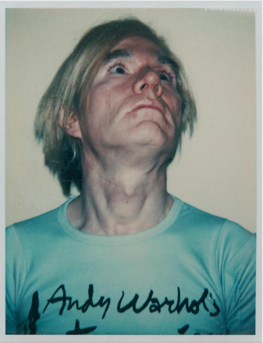 Color Polaroid self-portrait by Andy Warhol