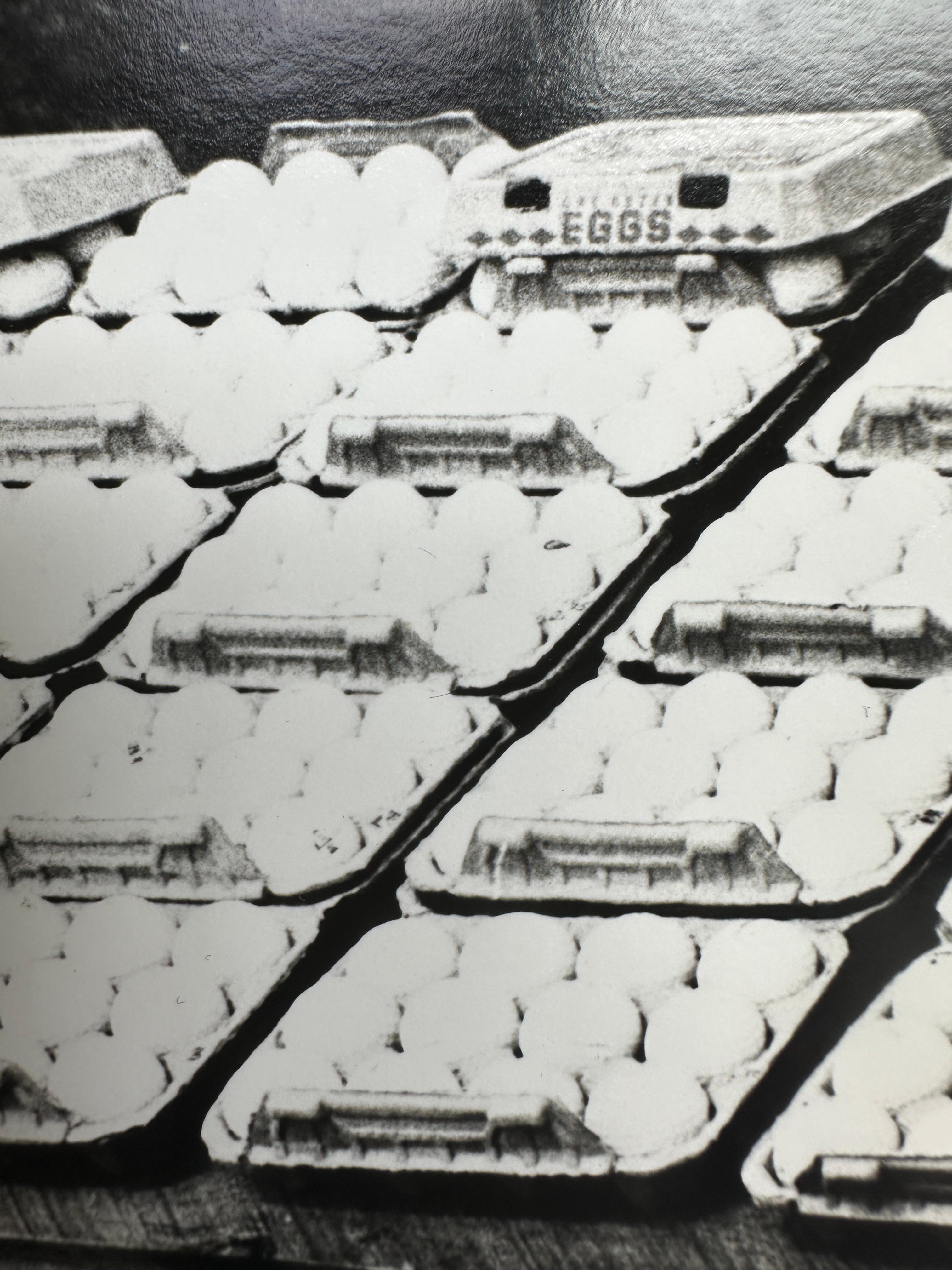 Eggs (Cape Cod, Mashpee Flea Market) - Gray Black and White Photograph by Andy Warhol