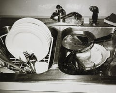 Gelatin silver print of Dishes in Kitchen Sink by Andy Warhol