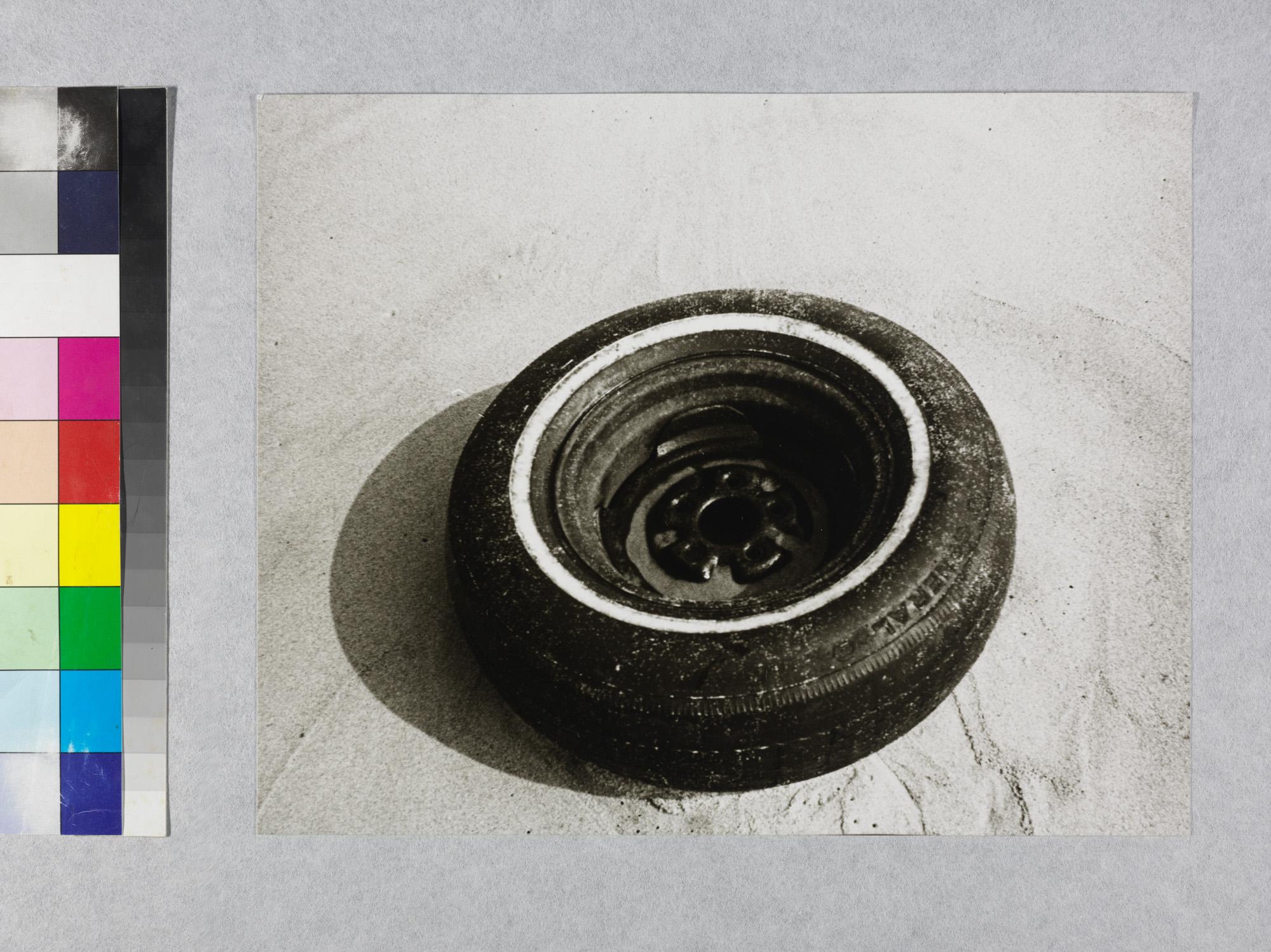 Gelatin silver print of Tire in Sand by Andy Warhol For Sale 2