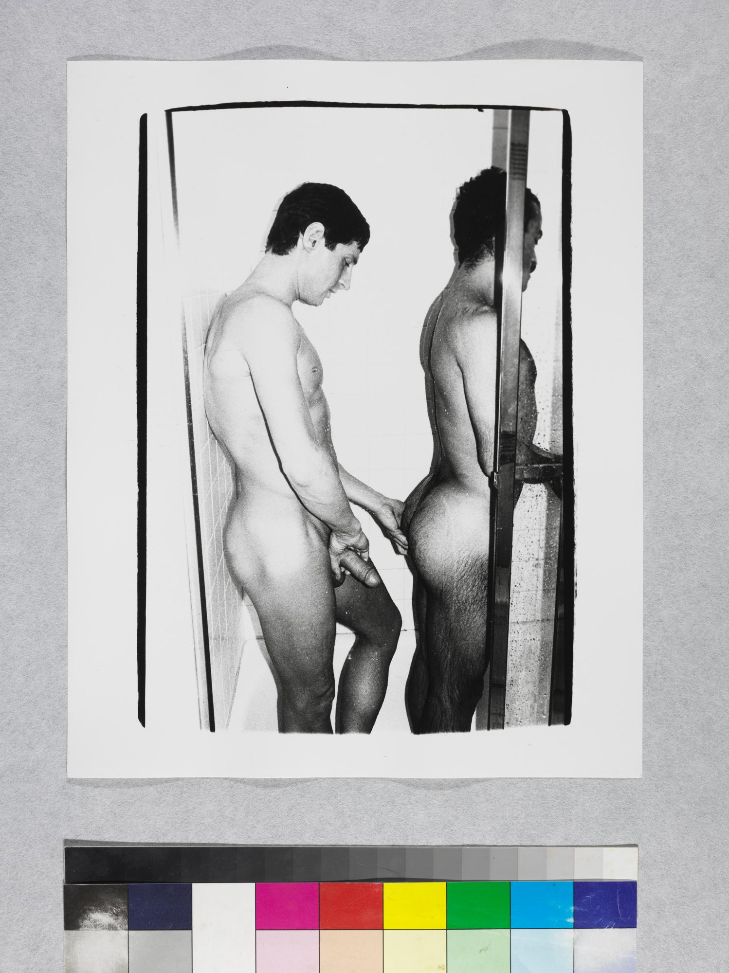 Gelatin silver print of Victor Hugo and Male Model in Shower - Pop Art Photograph by Andy Warhol