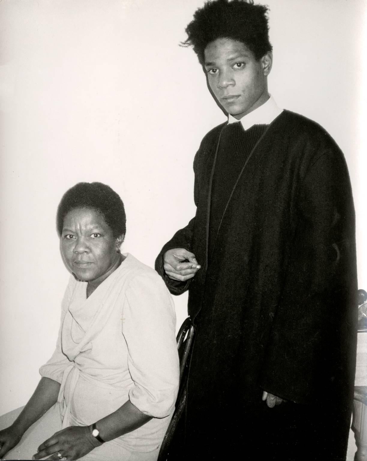 Andy Warhol Black and White Photograph - Jean-Michel Basquiat and His Mother