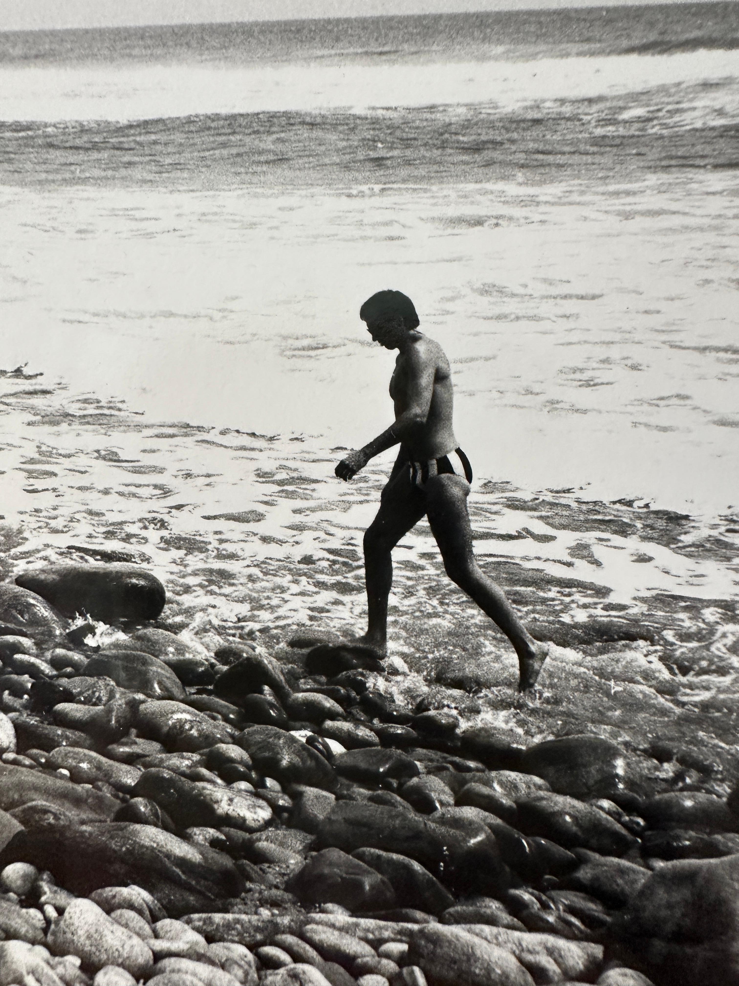 Jon Gould Montauk Beach Walk - Beige Black and White Photograph par Andy Warhol