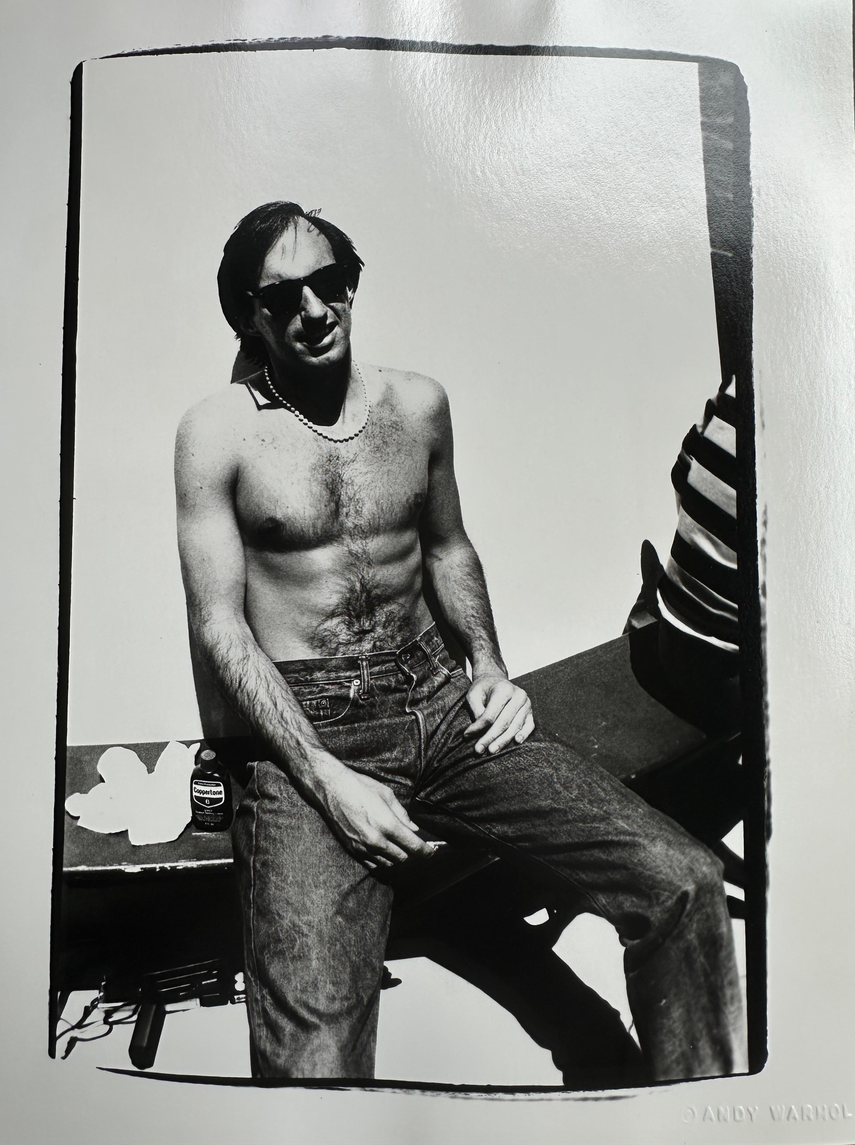 Jon Gould Sunbathing Shirtless with Jeans Seated in Cape Cod For Sale 1