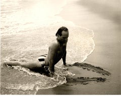 Jon Gould Upward Dog in Surf in Montauk