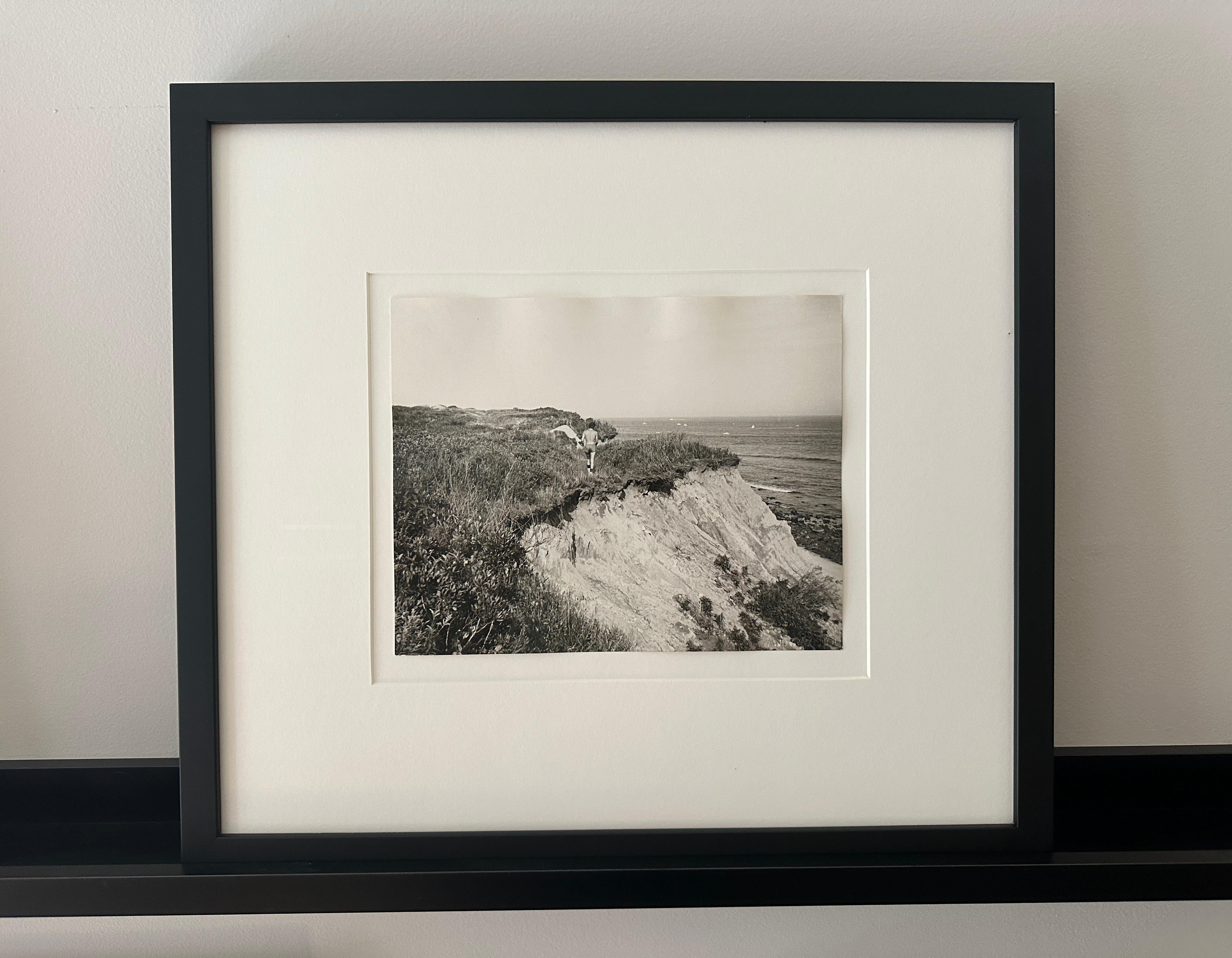 Jon Gould Walking Cliffside Montauk - Beige Landscape Photograph by Andy Warhol
