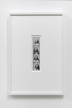 Silver gelatin photo booth strip of four images of Sandra Brant by Andy Warhol