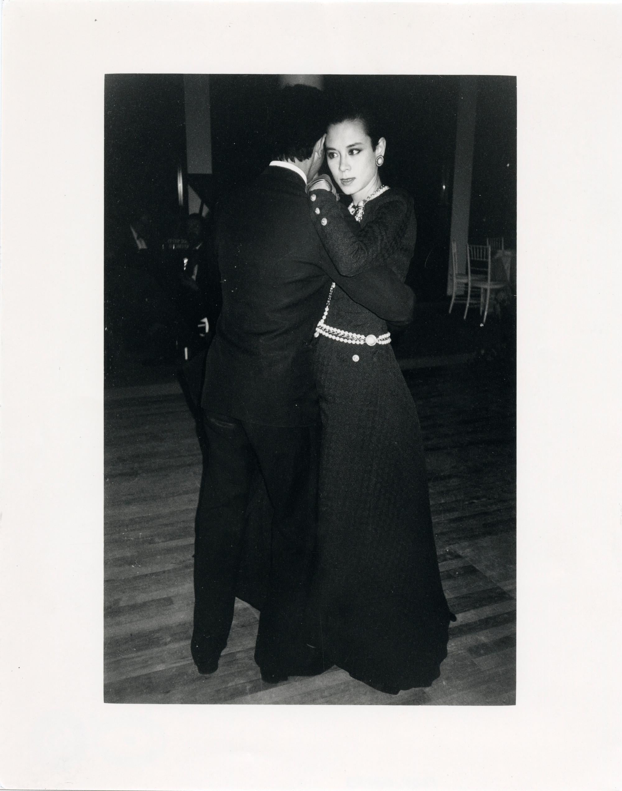 Andy Warhol Black and White Photograph - Tina Chow Dancing at Karl Lagerfeld dinner at MOMA