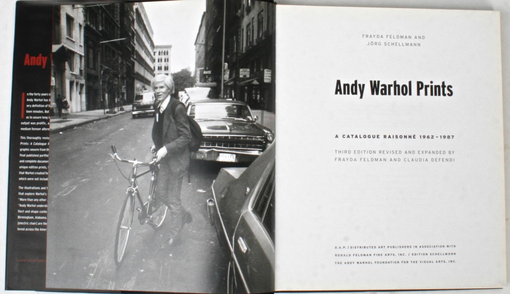 Andy Warhol Prints, A Catalogue Raisonné 1962-1987. New York: D.A.P./Distributed Art Publishers, 1997. Third edition hardcover with dust jacket. 303 pp. A reference catalogue that traces Warhol's complete graphic oeuvre from his first unique works