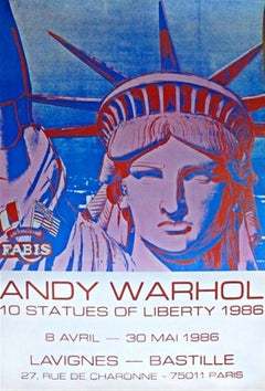 10 Estatuas de la Libertad, París, raro cartel litográfico offset de los años 80 (ed. limitada)