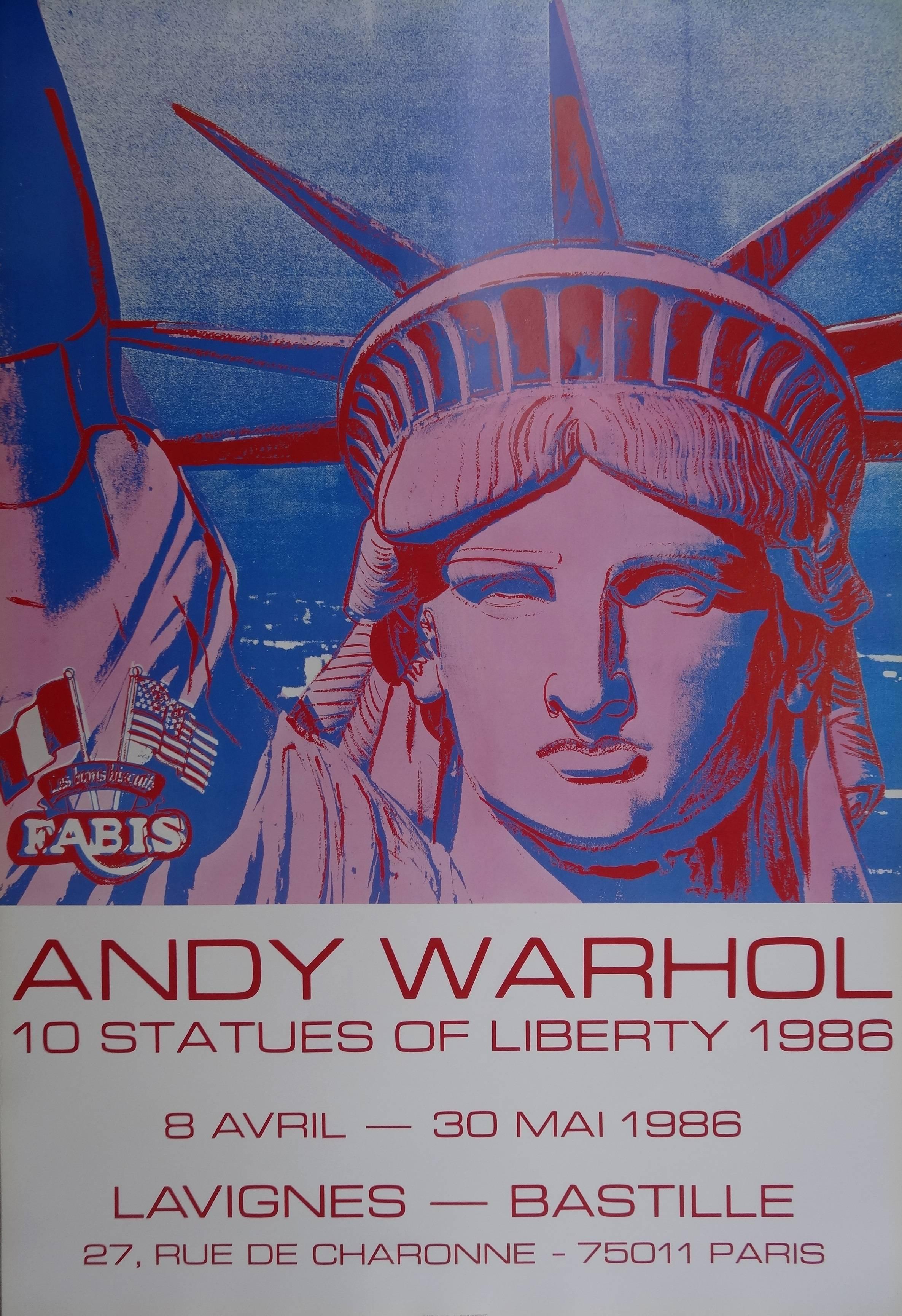 Andy Warhol Portrait Print - 10 Statues of Liberty - Vintage Poster - 1986