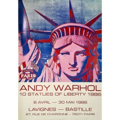 1986 Original Poster for the exhibition "Andy Warhol: 10 Statues of Liberty"