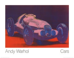 Vintage 1989 After Andy Warhol 'Mercedes W 125 (1937)' Pop Art Pink, Blue, Red Germany 