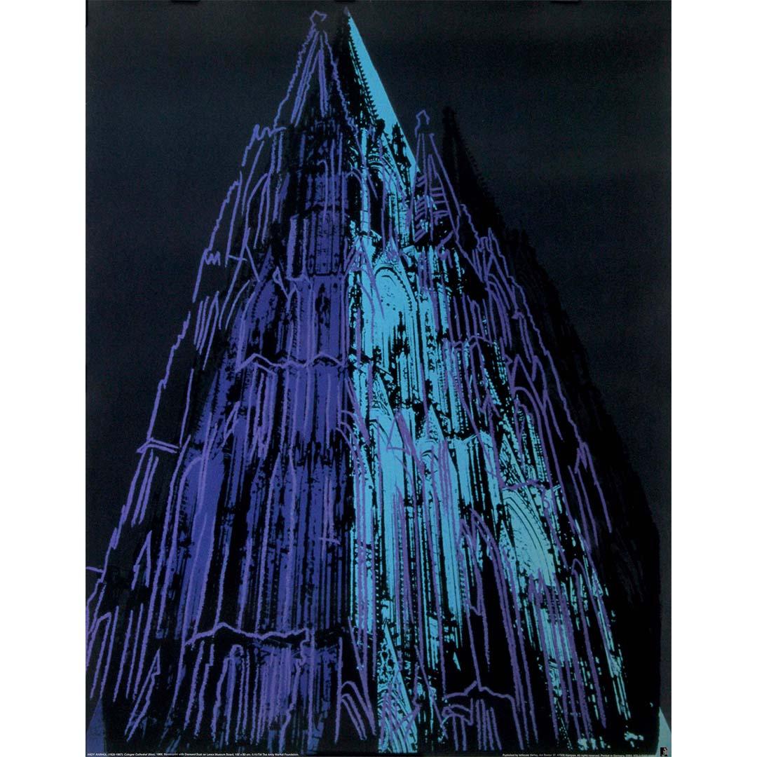 The original poster, created in 1995 by the Andy Warhol Foundation, pays homage to the iconic artwork of Andy Warhol, specifically his 1985 piece titled "Cologne Cathedral Blue" Warhol, renowned for his vibrant and innovative pop art, captured the