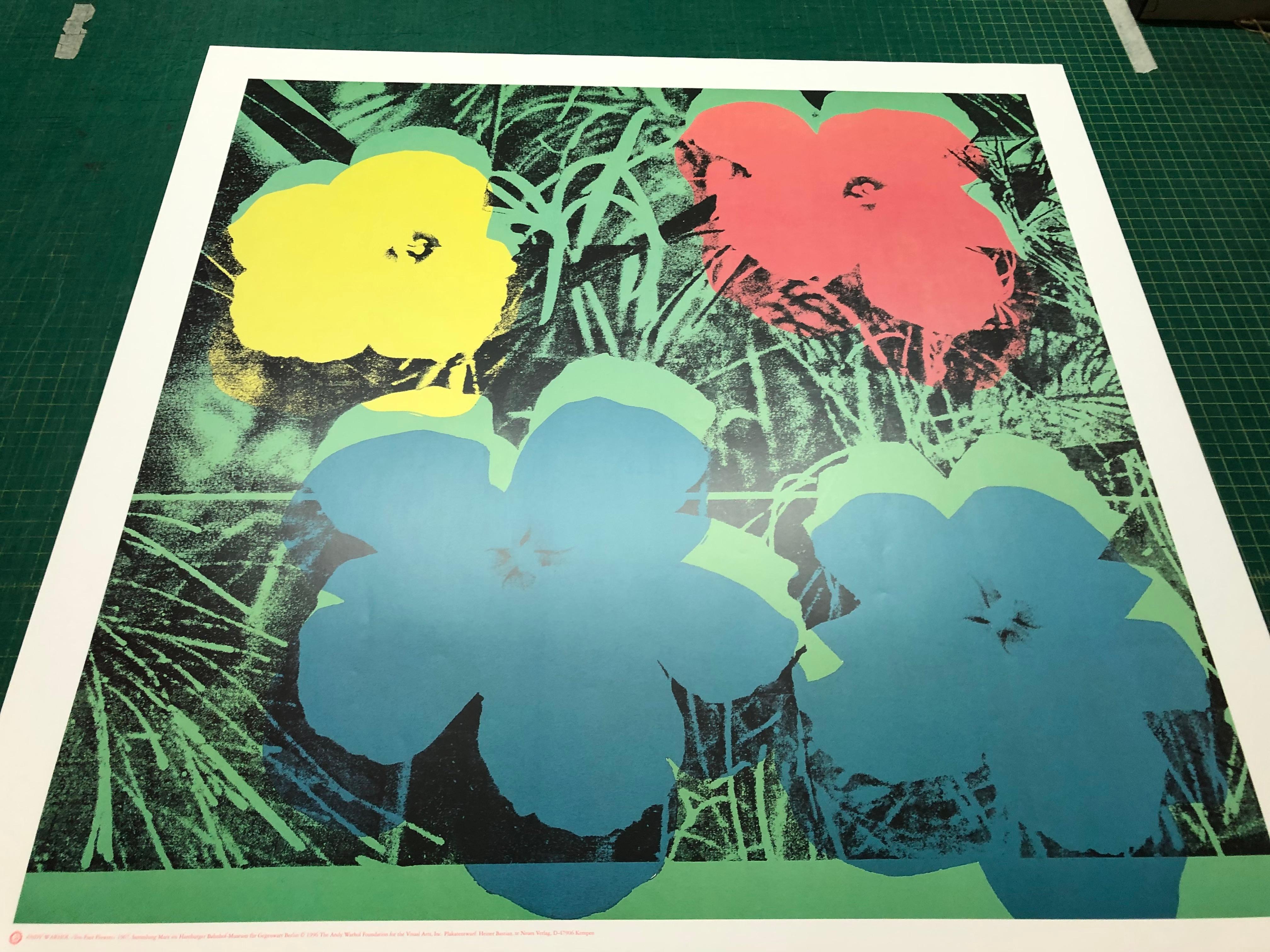 Paper Size: 36.5 x 36.5 inches ( 92.71 x 92.71 cm )
 Image Size: 29.5 x 29.5 inches ( 74.93 x 74.93 cm )
 Framed: No
 Condition: A: Mint
 
 Additional Details: Limited edition poster from Warhol's Ten Foot Flowers series. It is unsigned and not