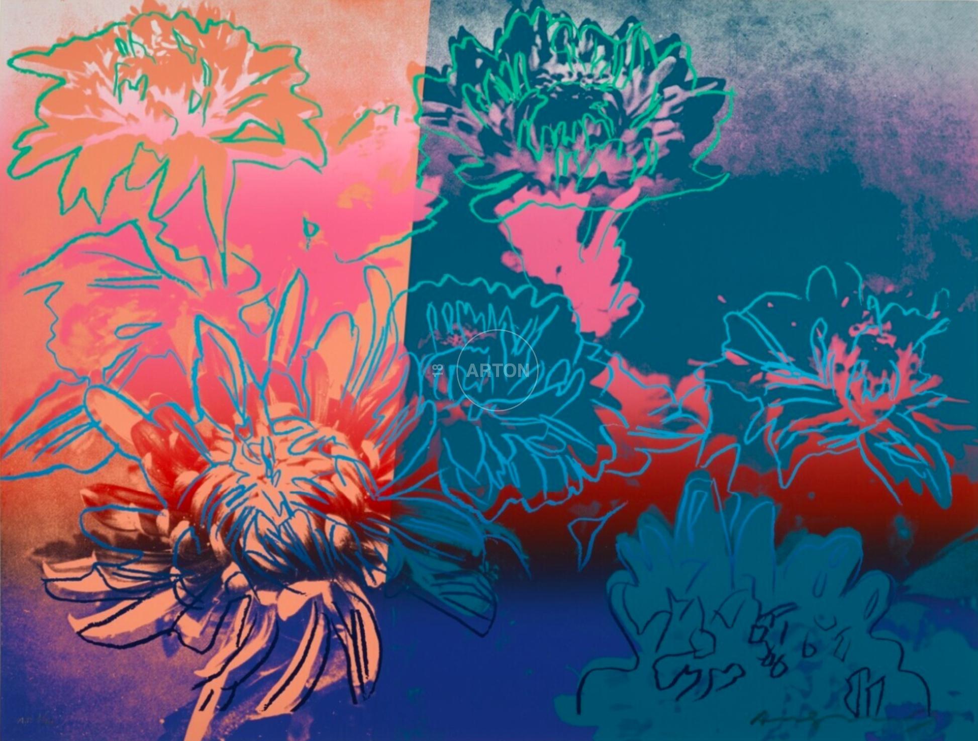 Landscape Print Andy Warhol - Paravent Pop Art abstrait Warhol « Kiku », 1983