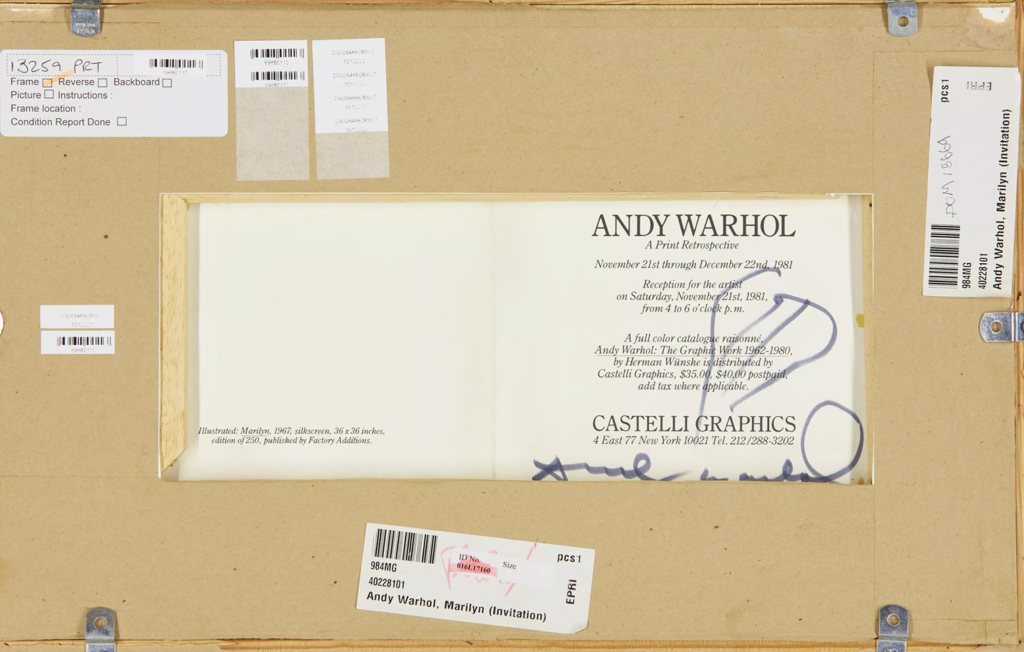 After Andy Warhol 'Marilyn' (Invitation) Color Offset Lithograph 1981 For Sale 3