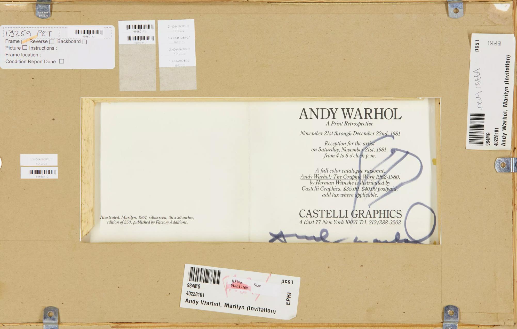 Nach Andy Warhol „Marilyn“ (Invitation) Farb Offset-Lithographie 1981 im Angebot 3