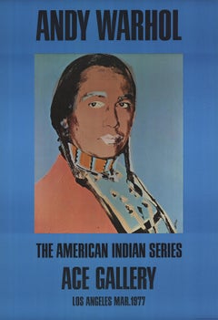 Andy Warhol-American Indian (Blue)-50" x 34"-Poster-1977-Pop Art-Blue