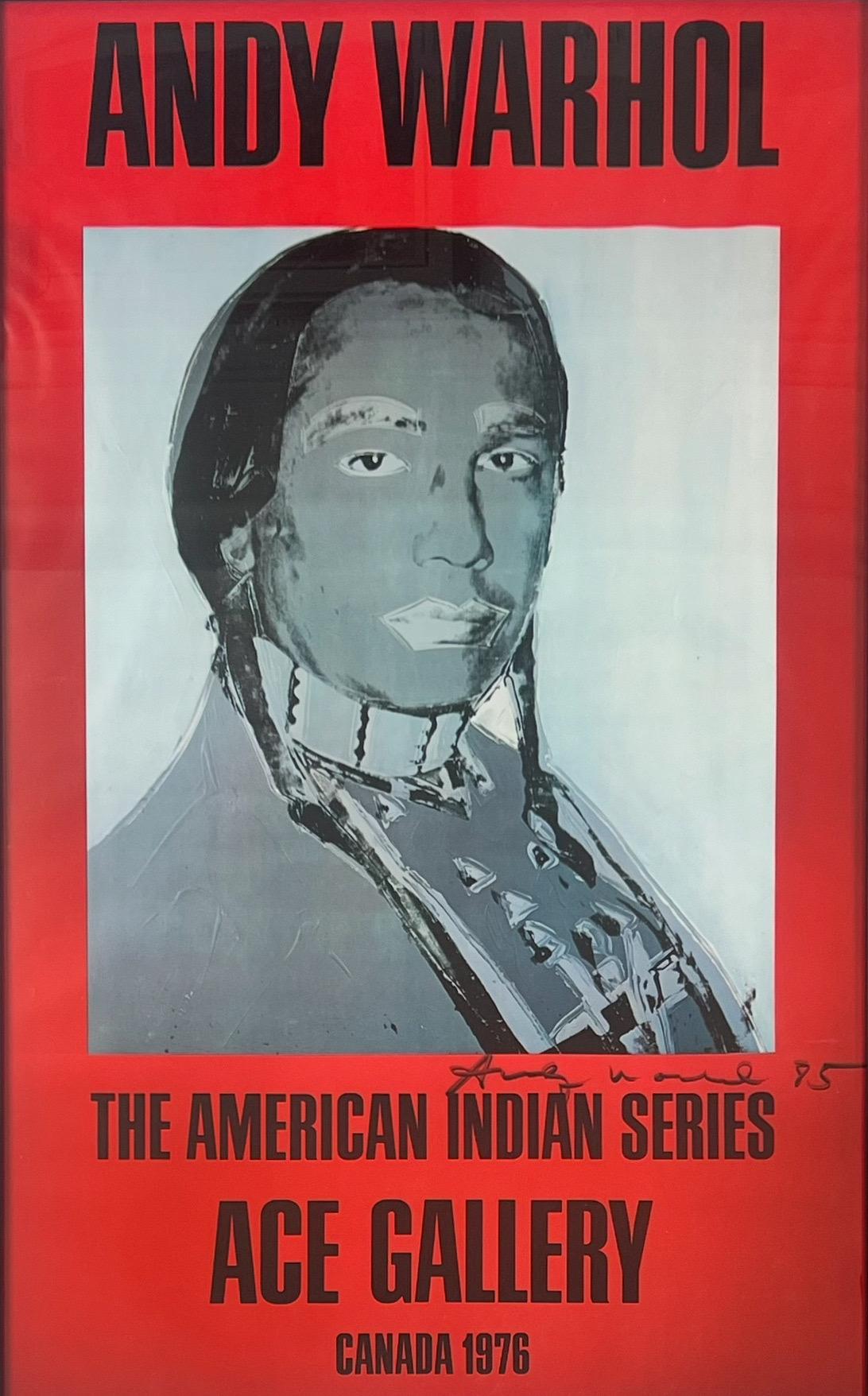 Andy Warhol American Indian Red Poster w/ COA Hand Signed, Framed & Signed 1985 im Angebot 1