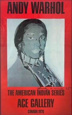 Andy Warhol American Indian Red Poste Hand Signed, Framed & Signed 1985