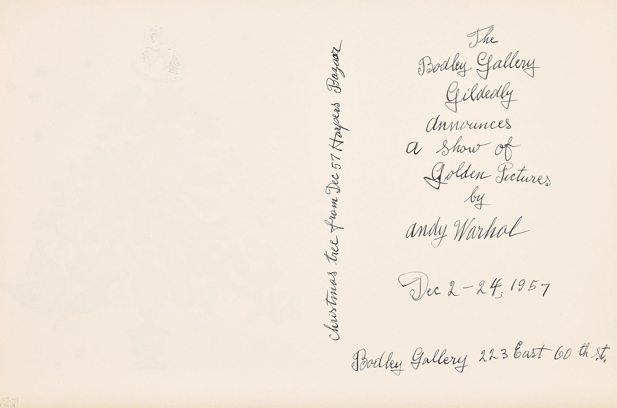 Anuncio de la Galería Bodley de Andy Warhol en 1957 (Andy Warhol, años 50) en venta 2