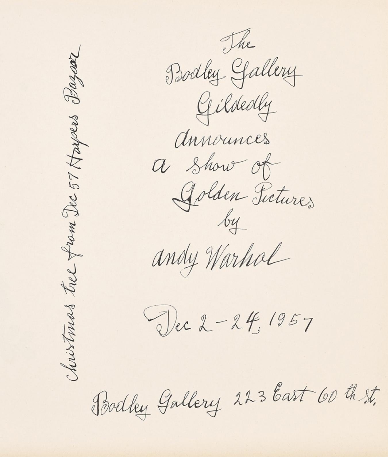 Anuncio de la Galería Bodley de Andy Warhol en 1957 (Andy Warhol, años 50) en venta 4