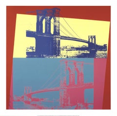 Andy Warhol-Brooklyn Bridge-36" x 36"-Giclee-2014-Pop Art-Yellow, Turquoise