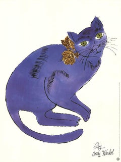 Retro Andy Warhol 'Cat (Blue)' 1996- Poster