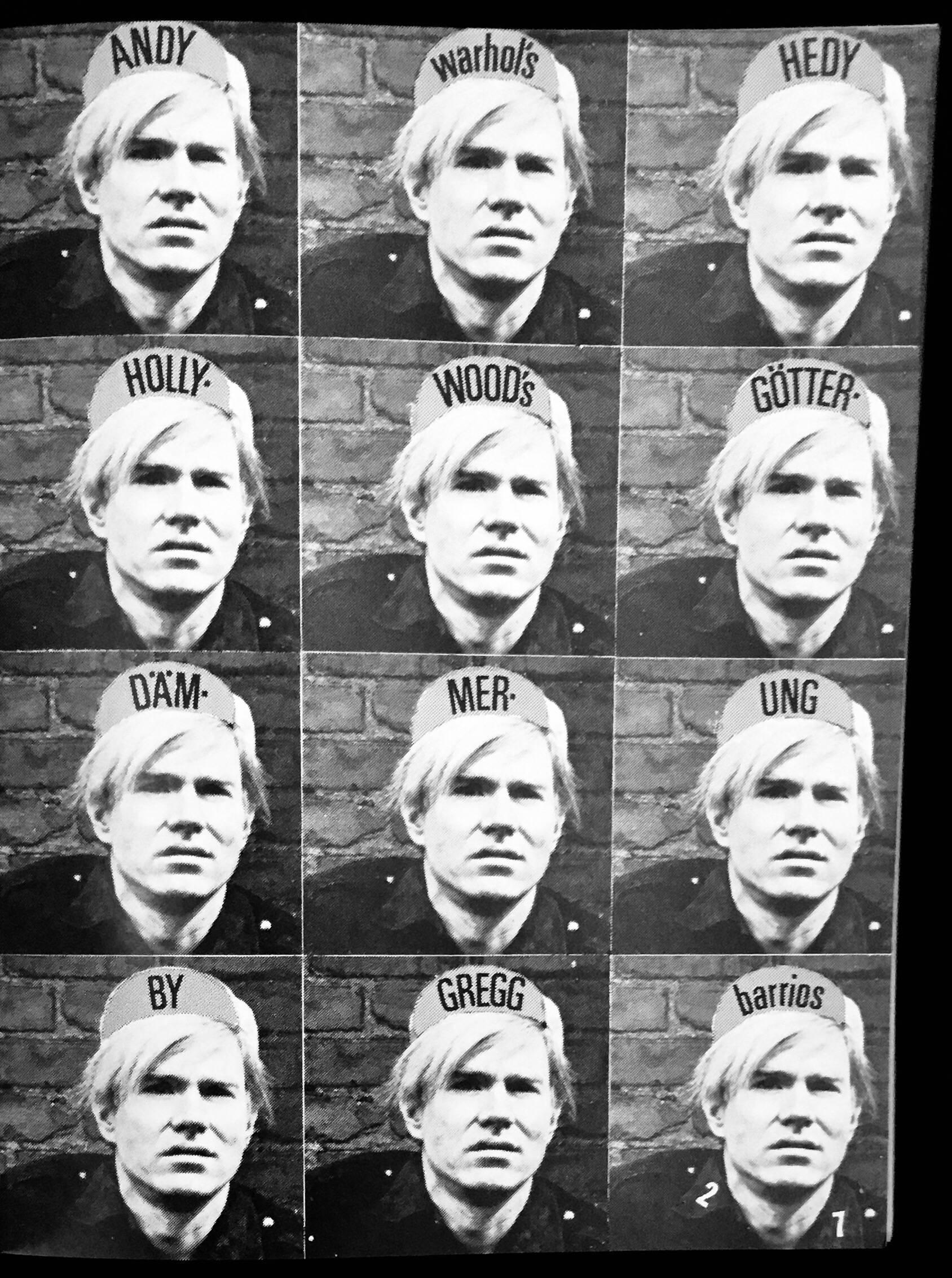 Andy Warhol, Film Culture 1967:
Film Culture magazine, 1967. First edition. Featuring imagery and cover design by Andy Warhol. A rare 1967 issue devoted to Warhol films.  Warhol designed the cover using portraits taken in a photo booth for the cover