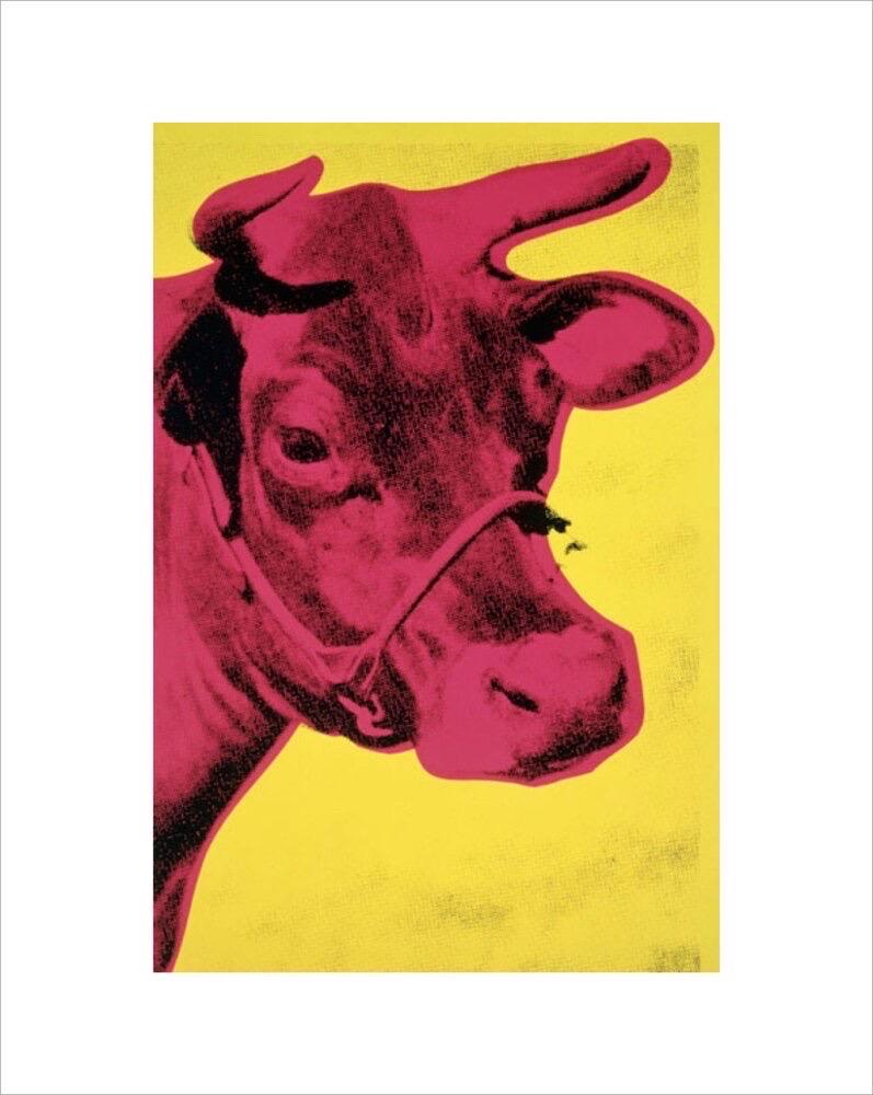 Andy Warhol, Kuh, 1966 (gelb und rosa)

250gsm gestrichenes grafisches Papier

Bildgröße 18 x 28 cm (7,1 x 11 Zoll)
Papierformat 28 x 36 cm (11 x 14,17 Zoll) 

In einer Ausstellung in der Galerie Leo Castelli in New York City im Jahr 1966 überzog