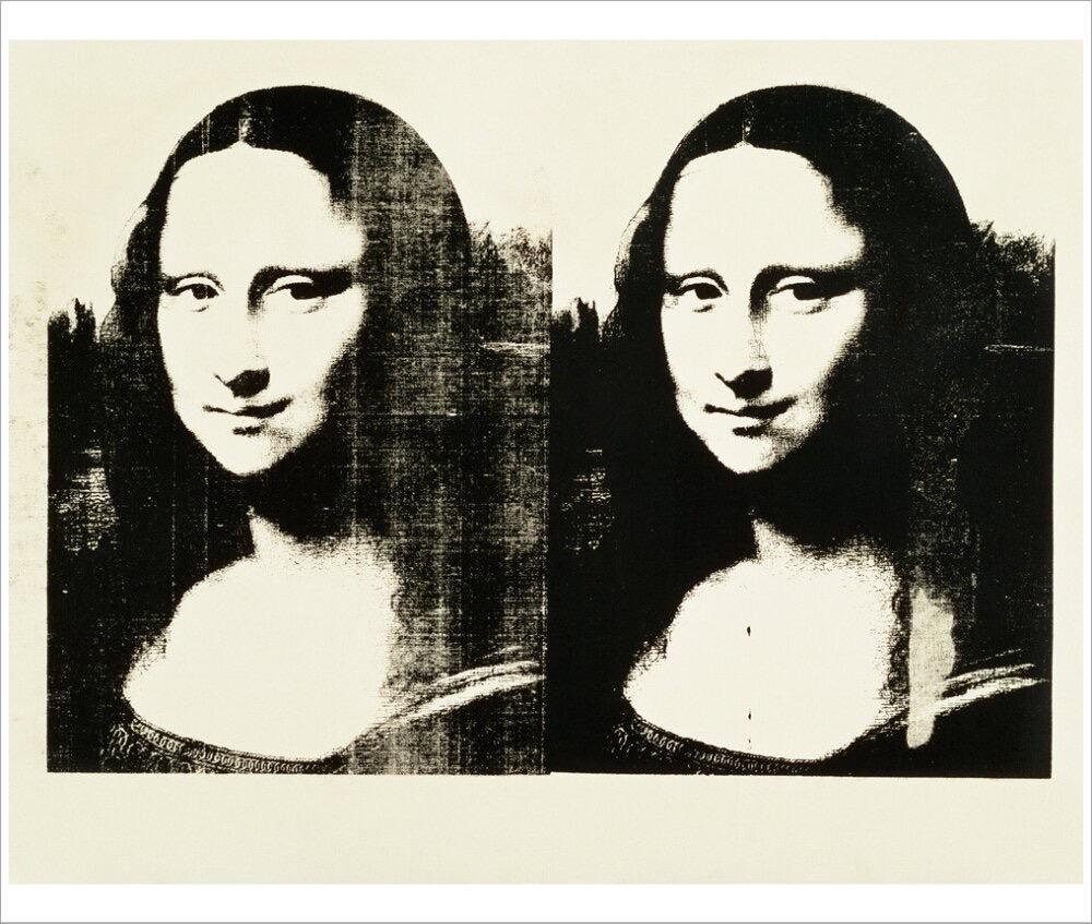 Andy Warhol, Doppelte Mona Lisa, 1963

Mattes 250 g/m² konserviertes Digitalpapier

Bildgröße 50 × 70 cm (19,68 x 27,55 Zoll) 

Papierformat 55 × 71 cm (21,65 x 27,95 Zoll) 

Im August 1962 begann Andy Warhol, die Bilder für seine Malerei aus