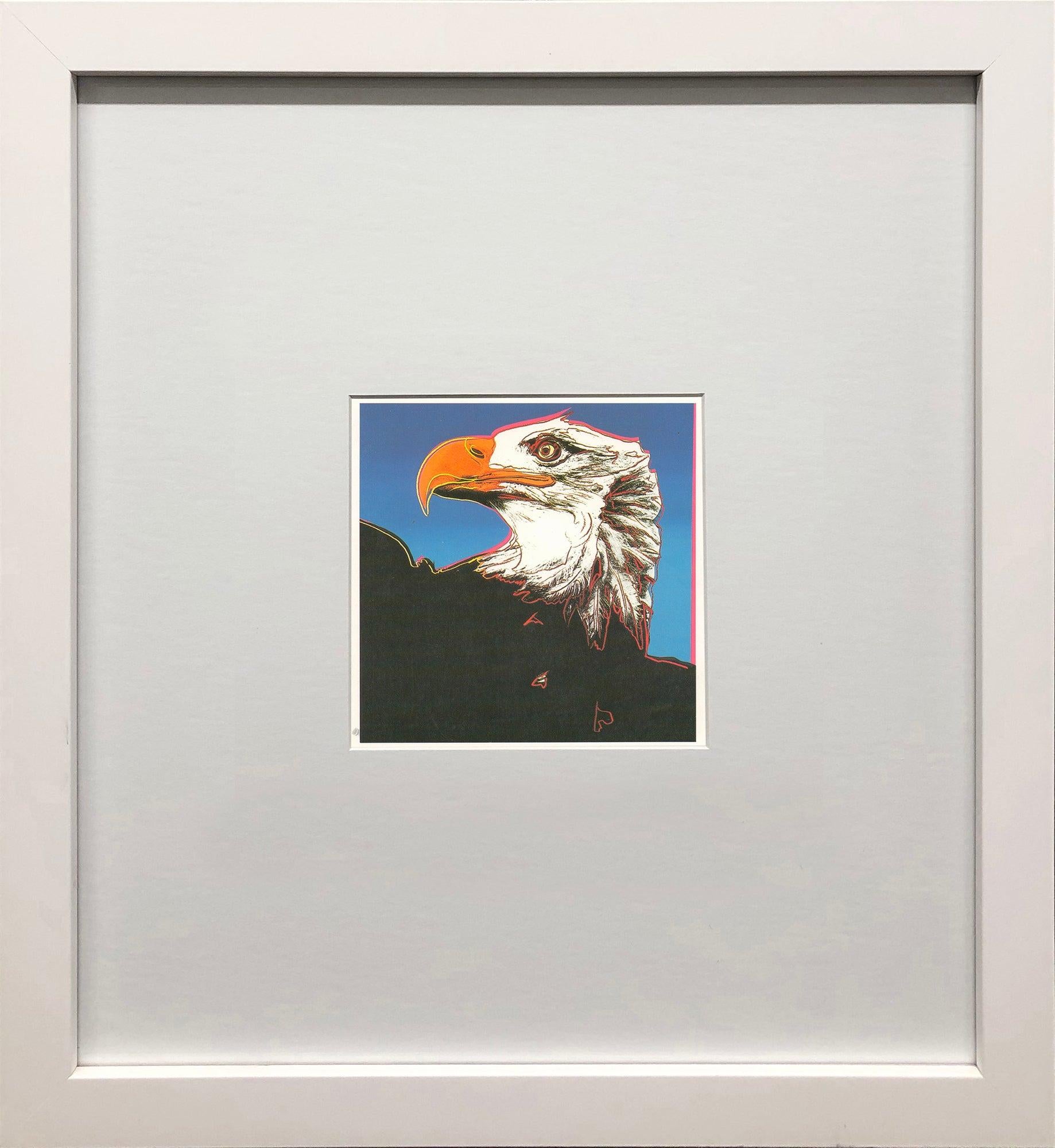 This features Endangered Species: Bald Eagle, a striking image from Andy Warhol’s celebrated Endangered Species series. Created in 1983, the series aimed to bring attention to endangered animals through Warhol’s unmistakable pop art