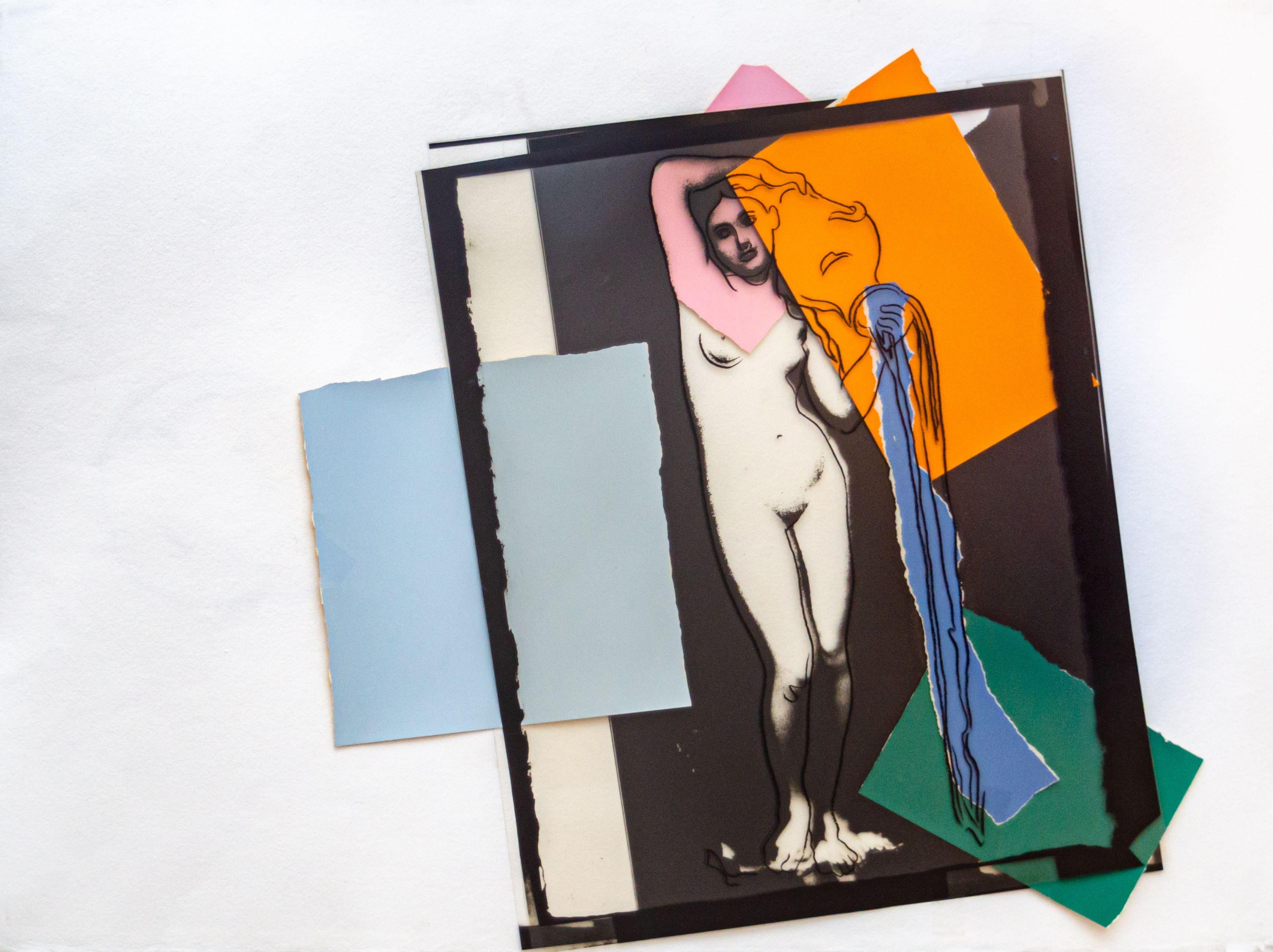 ANDY WARHOL (1928-1987)

Andy Warhol’s dynamic collage 'Female Water Bearer' is a screenprint on acetate and colored graphic art collage on HMP paper. It is stamped by the Warhol's Estate on the verso. This print is unnumbered from an unknown
