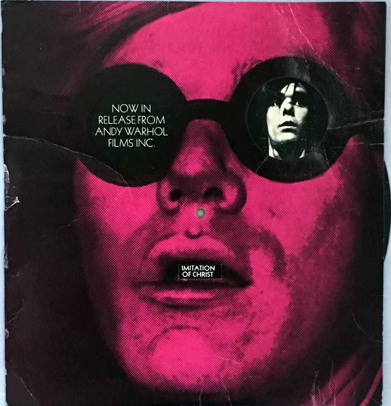 Andy Warhol c.1968, "Now in Release from Andy Warhol Films"
Rare sought-after original 1960s Warhol promo card published to index and advertise the films of Andy Warhol. Features the much fabled "spinner," which when turned, shows the titles of