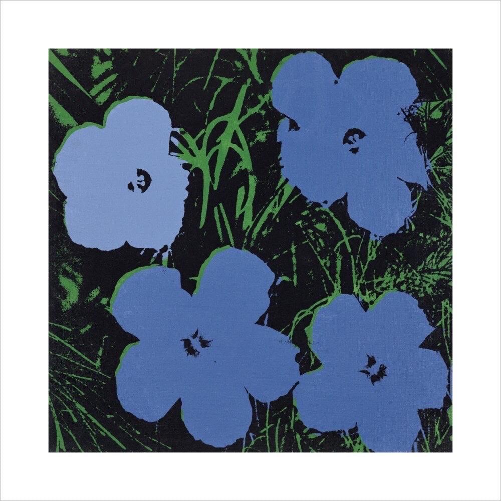 Andy Warhol, Flowers, 1964/2022 (blue & green)

Paper size 100 × 100 cm

Image size 80 × 80 cm

Matt 250gsm conservation digital paper. A very versatile high quality paper made in Germany from acid and chlorine free wood pulp. The paper is