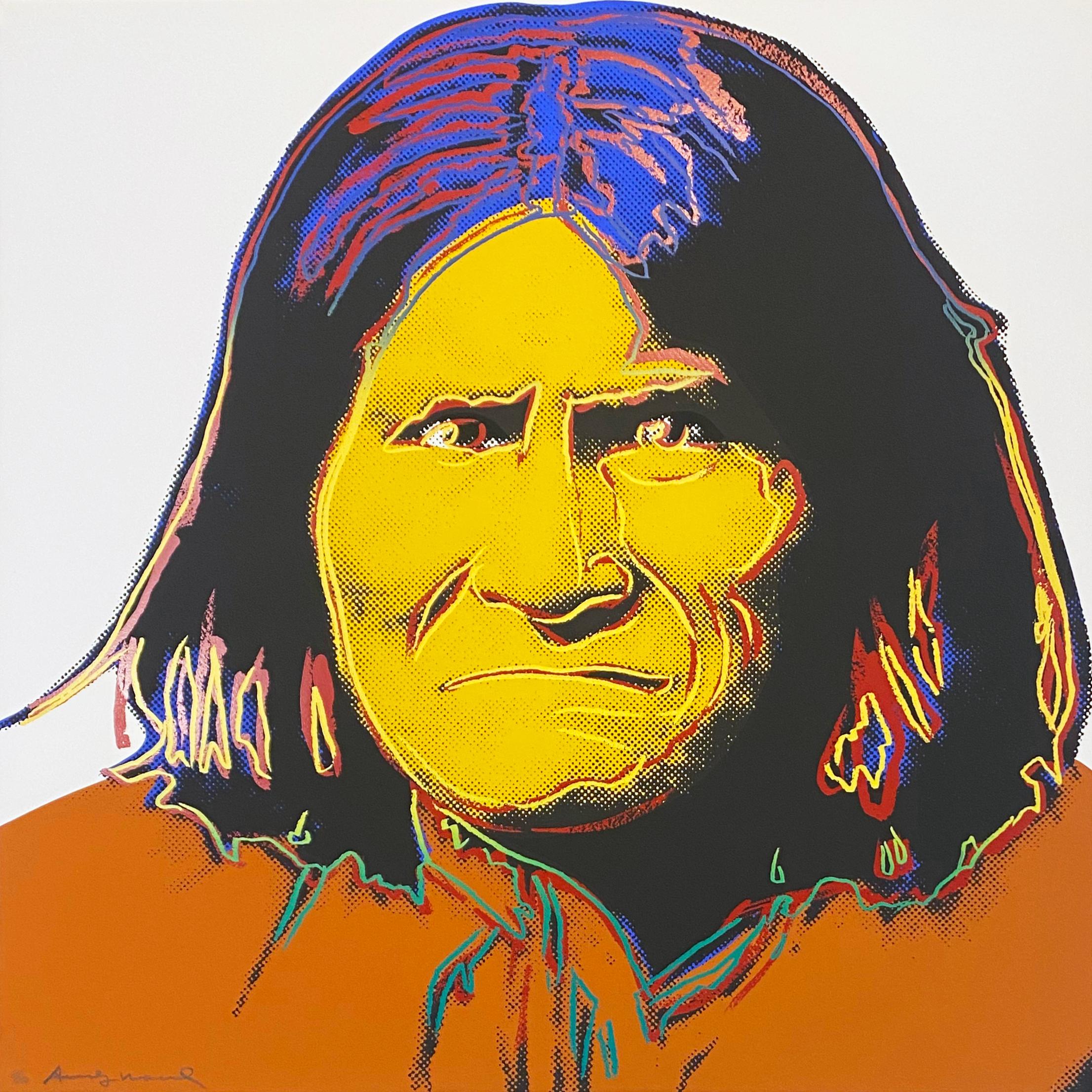 Artist: Andy Warhol
Title: Geronimo
Portfolio: Cowboys and Indians
Medium: Screenprint on Lenox Museum Board
Year: 1986
Edition: 81/250
Signed: Hand signed and numbered in pencil
Reference: Feldman II.384
Sheet Size: 36" x 36"
Image Size: 36" x 36"