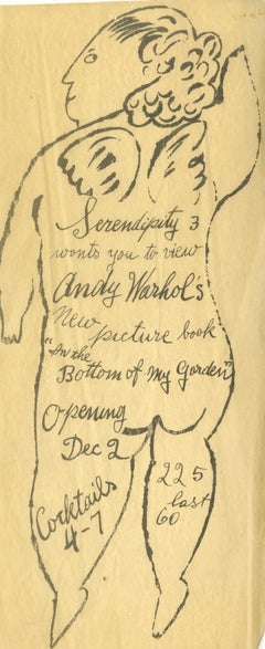 Andy Warhol -hand made invitation to book launch of "In the Bottom of My Garden"