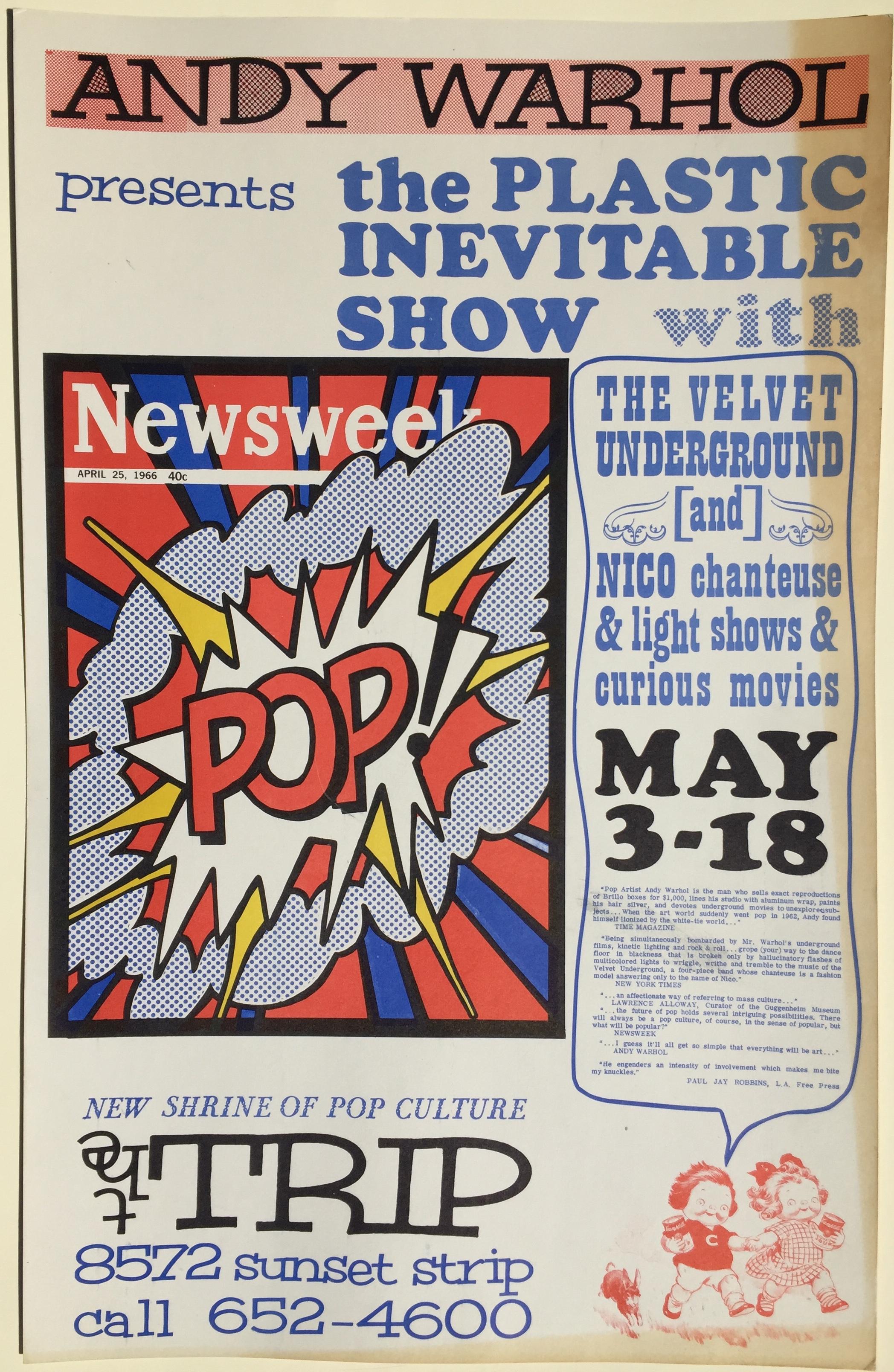 ANDY WARHOL - ICONIC 1966 POP CULTURE POSTER - event closed  by LA Police 1