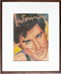 Andy Warhol Interview Magazine cover (hand signed by John Travolta) Framed