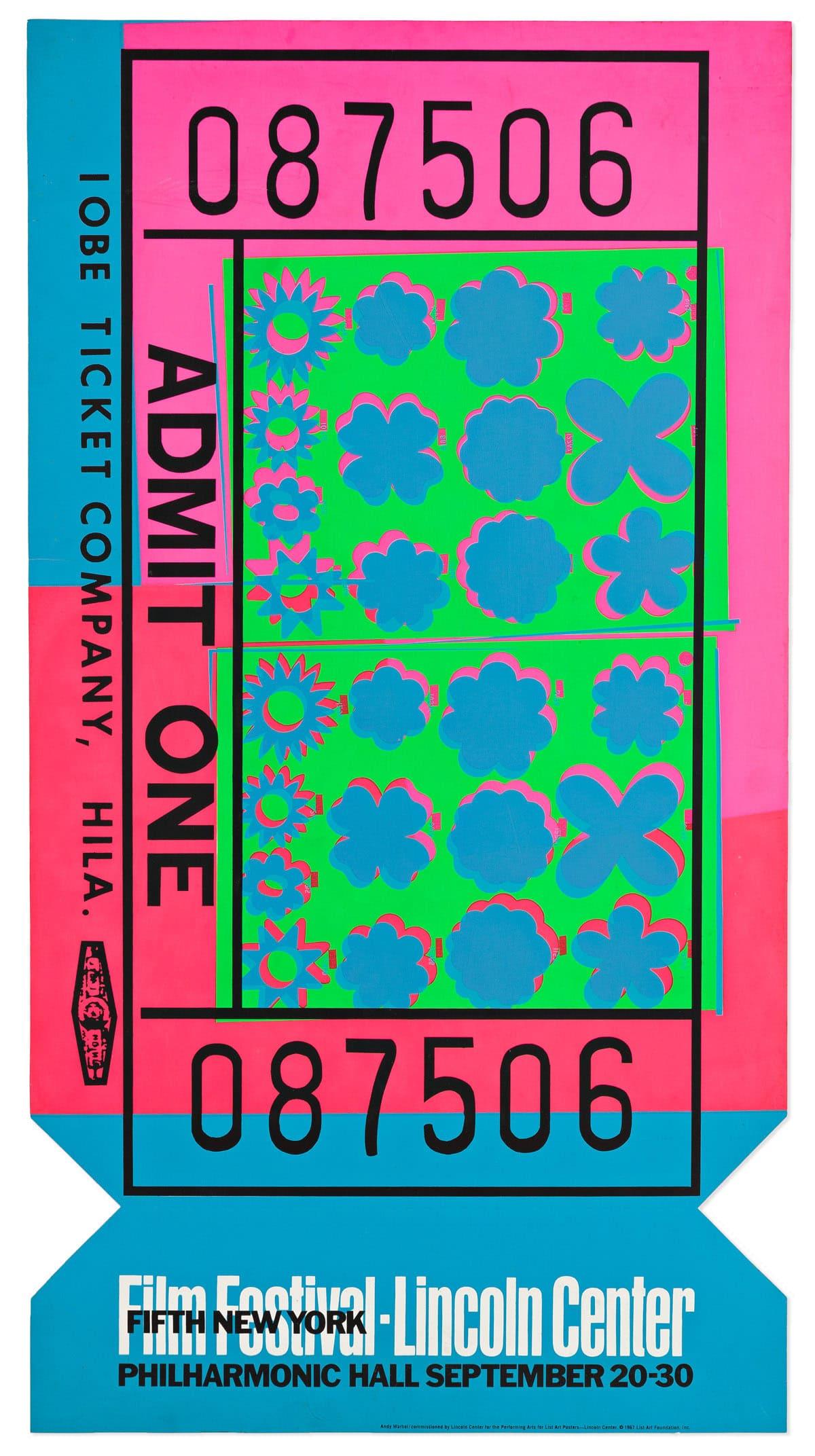 Andy Warhol, Biglietto del Lincoln Center, 1967 in vendita 3