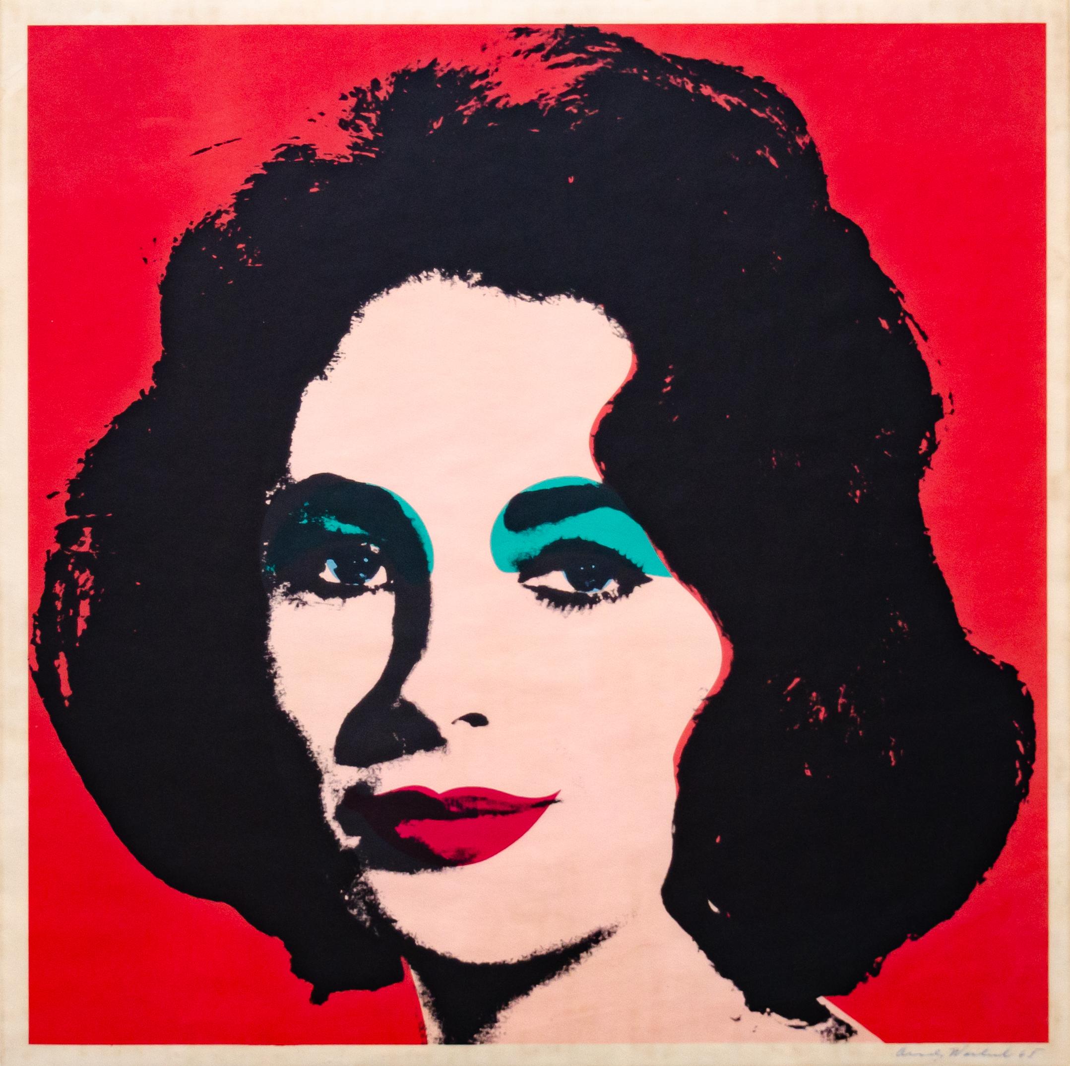ANDY WARHOL (1928-1987)

Das Werk "Liz" von Andy Warhol aus dem Jahr 1964 ist eine farbige Offsetlithografie auf Velin, signiert und datiert "65" mit Kugelschreiber, aus einer Auflage von 300 Exemplaren, herausgegeben von der Leo Castelli Gallery,