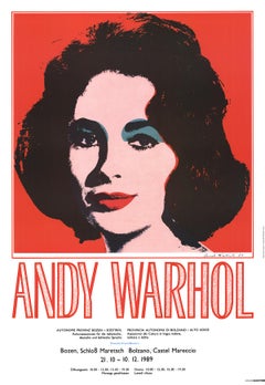 Vintage Andy Warhol-Liz Taylor-38.5" x 26.25"-Poster-1989-Pop Art-Red-woman, makeup