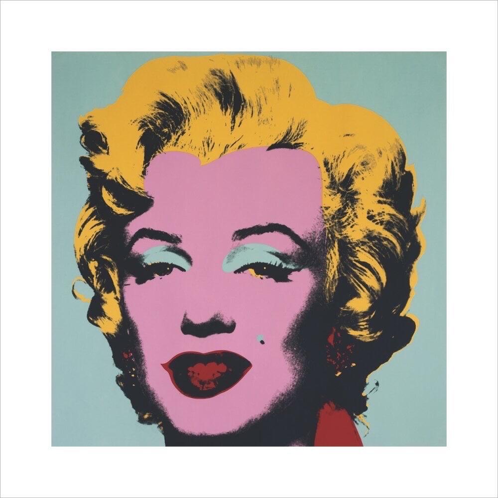 Andy Warhol, Marilyn Monroe, 1967/2022 (auf blauem Grund)

Papierformat 100 × 100 cm
Bildgröße 80 × 80 cm

Mattes 250 g/m² konserviertes Digitalpapier. Ein sehr vielseitiges, hochwertiges Papier, das in Deutschland aus säure- und chlorfreiem