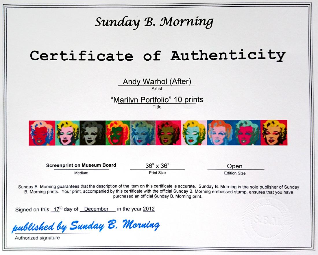 Andy Warhol - MARILYN MONROE Portfolio SET 10 Silkscreens Pop Art ...