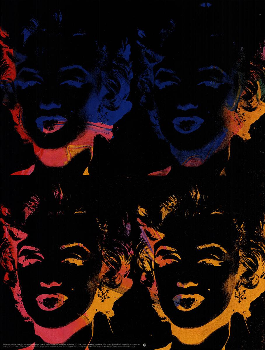 Papierformat: 31,5 x 24 Zoll (80,01 x 60,96 cm)
Bildgröße: 31,5 x 24 Zoll (80,01 x 60,96 cm)
Gerahmt: Nein
Zustand: A: Neuwertig

Zusätzliche Details: Marilyns x 4 Multicolor von Andy Warhol, erschienen bei Te neues Publishing in Kempen,