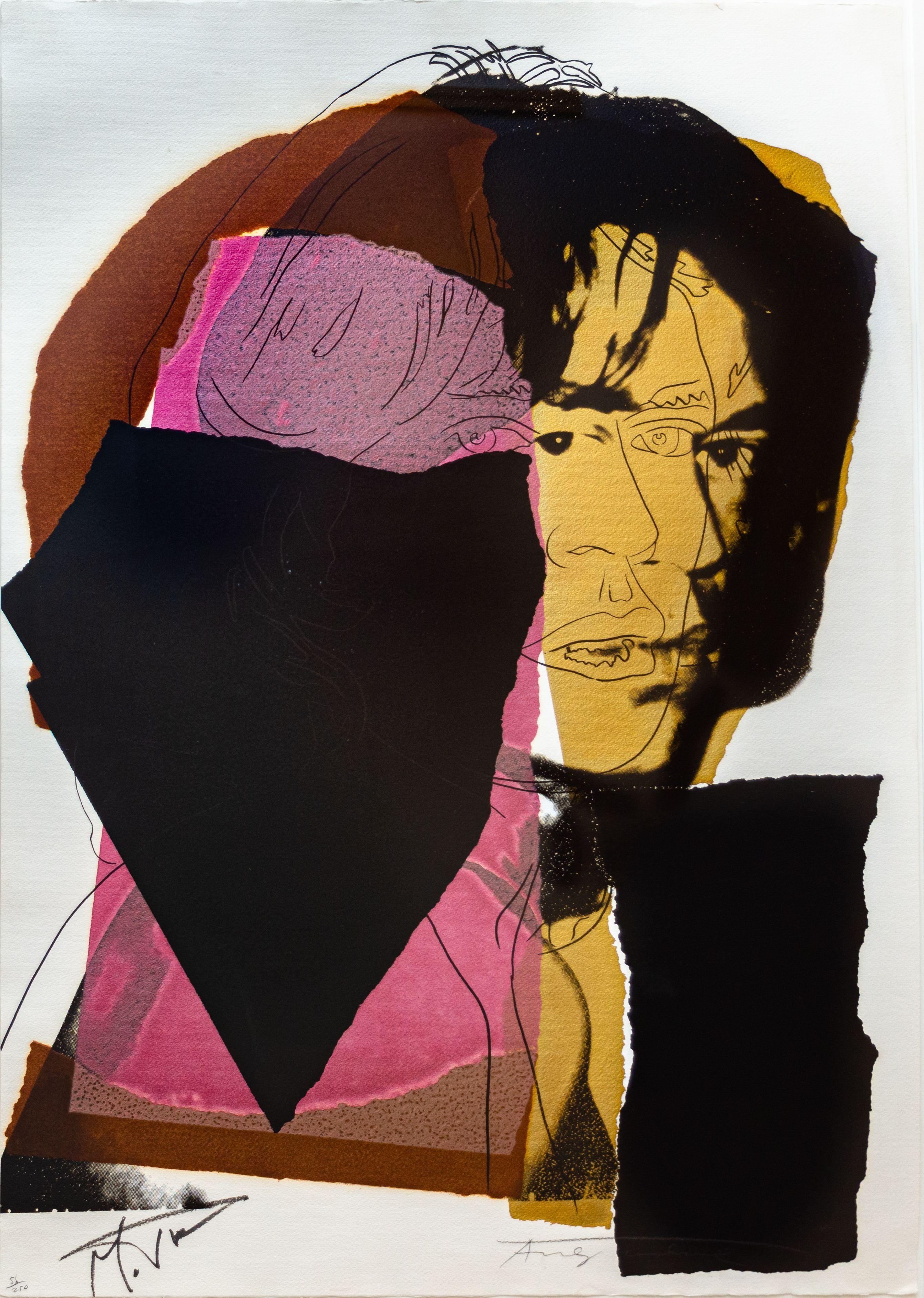 ANDY WARHOL (1928-1987)

Dieses "Mick Jagger"-Werk ist ein farbiger Siebdruck von 1975 auf Arches Aquarelle-Papier, der vom Künstler mit Bleistift mit "Andy Warhol" und vom Dargestellten mit Filzstift mit "Mick Jagger" signiert und nummeriert ist.