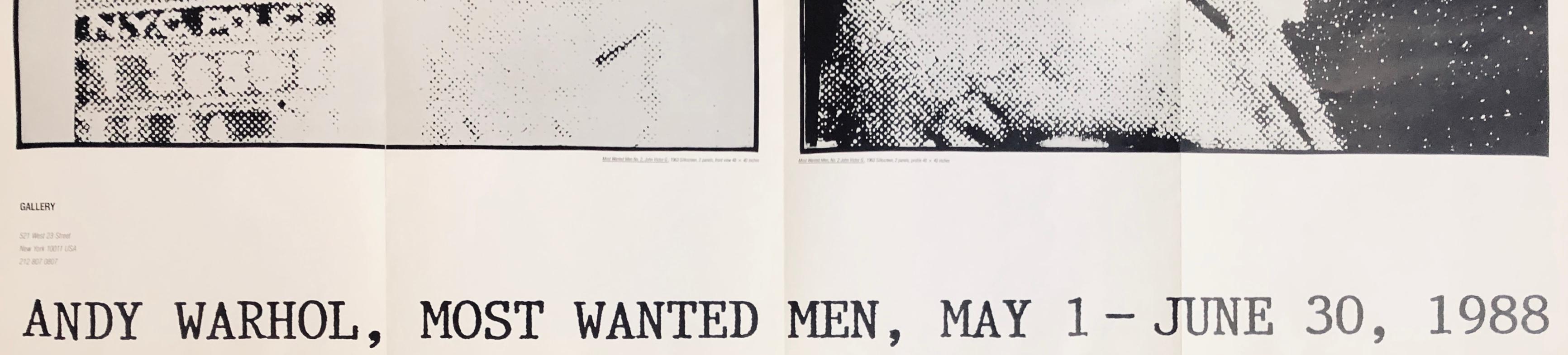 Cartel de la exposición Los hombres más buscados de Andy Warhol 1988 en venta 3